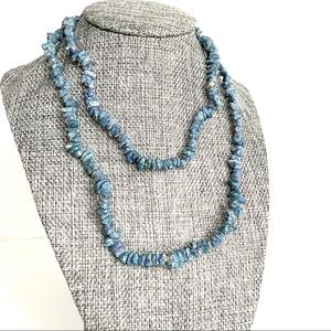Vintage Natural Sodalite Beads Necklace Denim Blue long layering